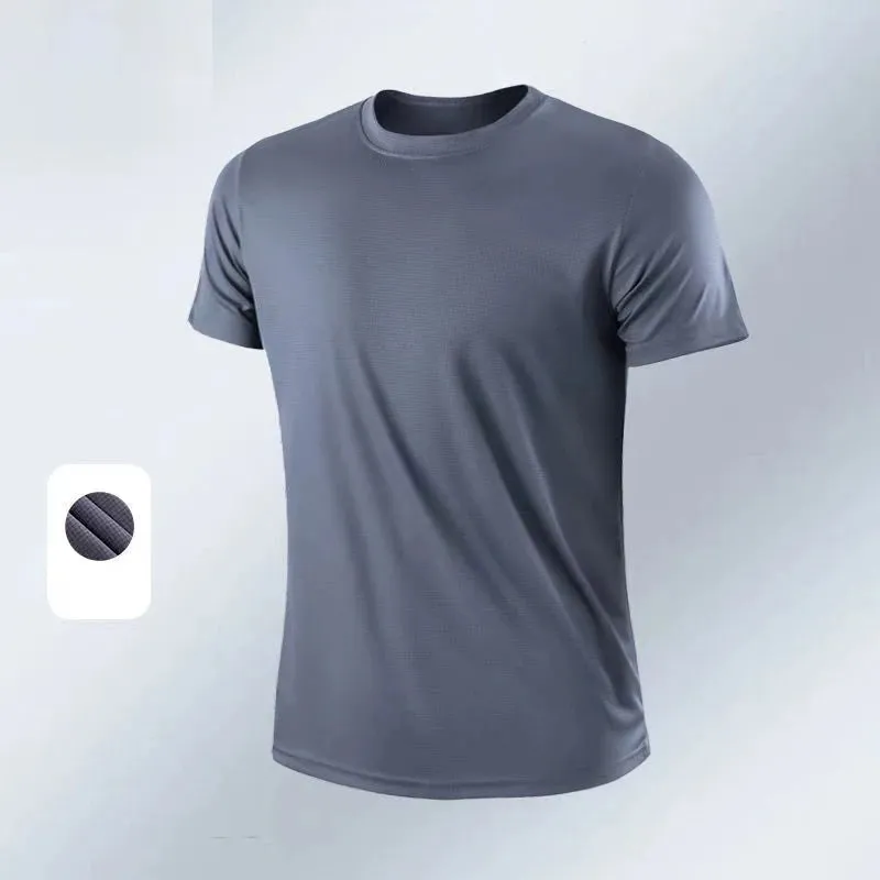 Aidase Men's Quick Dry Short Sleeve Gym Running Moisture Wicking Round Neck T-Shirt Training Exercise Gym Sport Shirt Tops