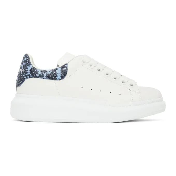Alexander McQueen White and Blue Snake Oversized Sneakers