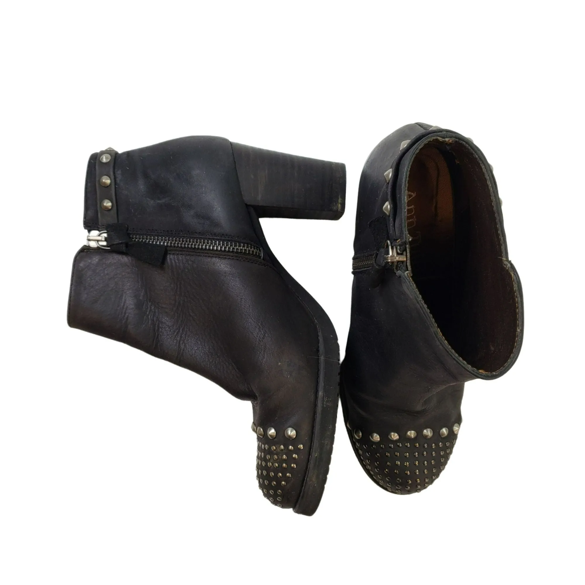 Ann Tuil Size 39 Leather Studded Ankle Boots