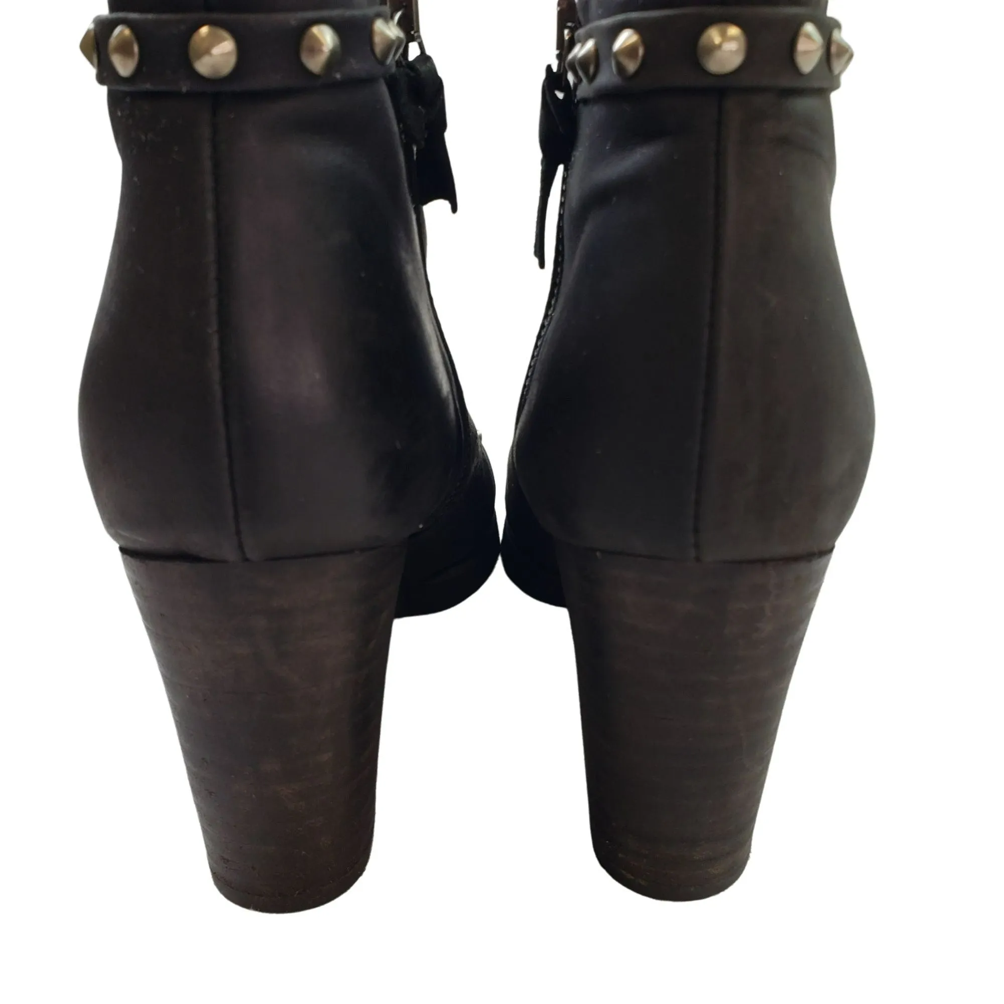 Ann Tuil Size 39 Leather Studded Ankle Boots