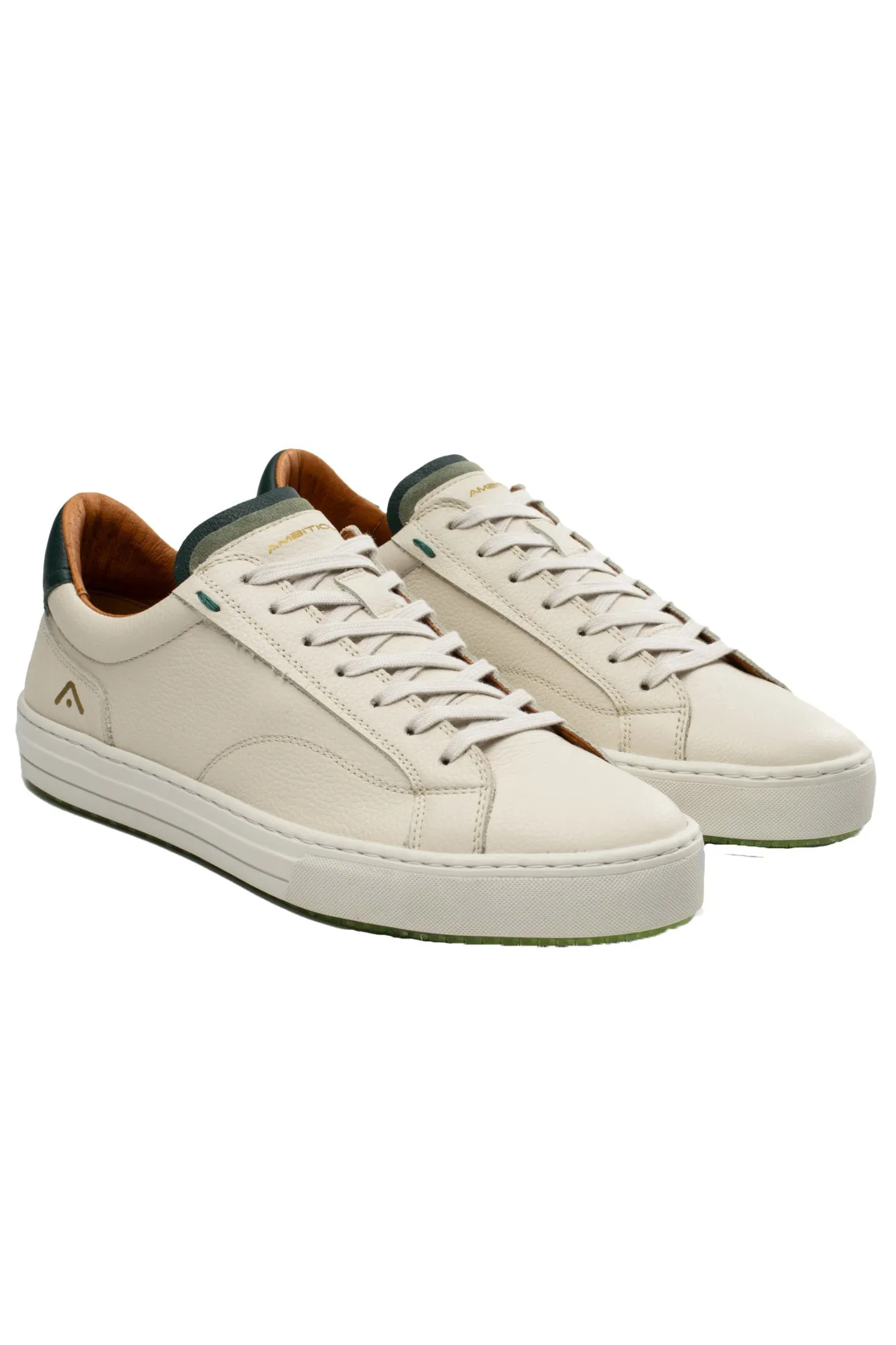 Anopolis Lace Up Leather Trainers - Beige/Bottle