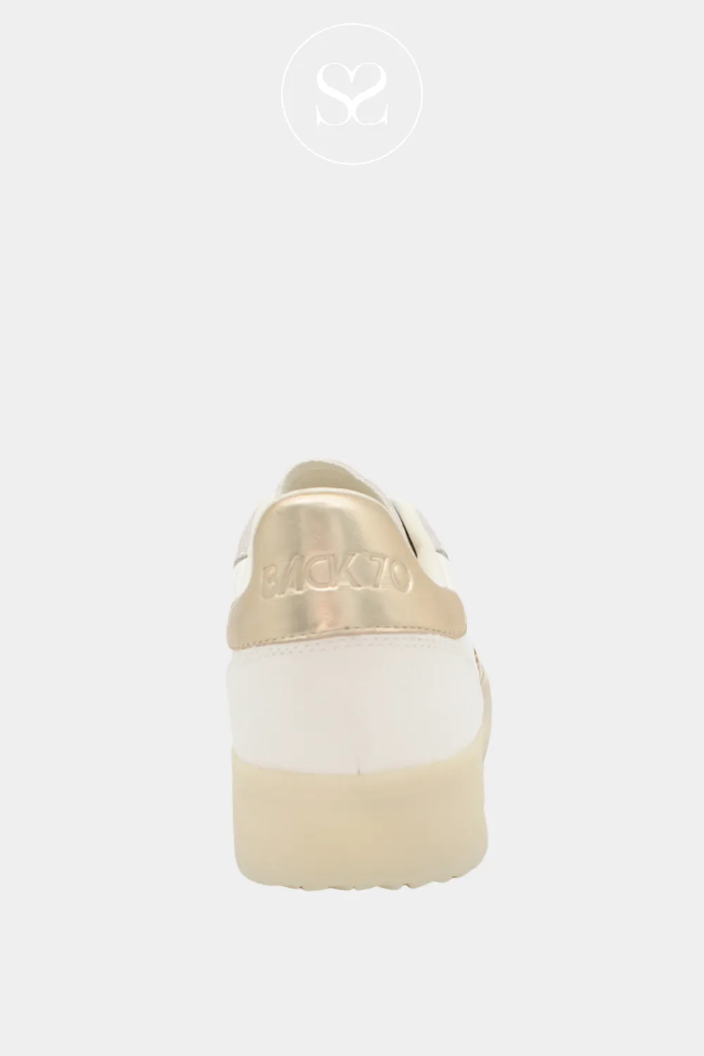 BACK 70 BOSTON WHITE LEATHER AND GOLD CHUNKY TRAINERS