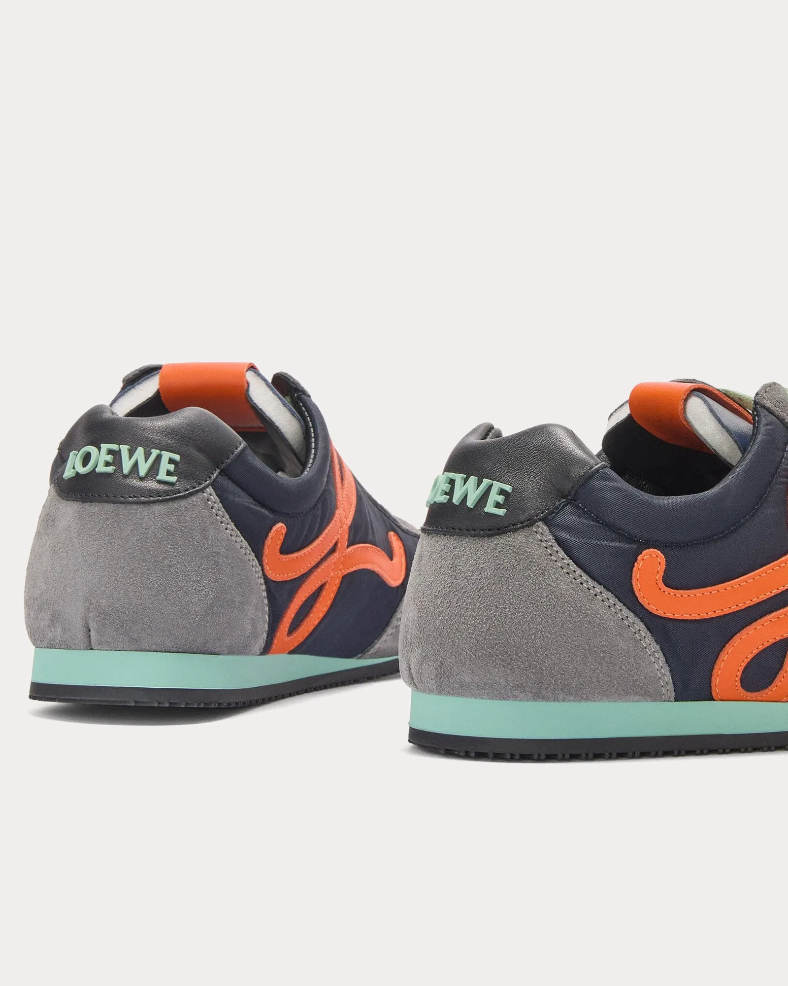 Ballet Runner 2.0 Nylon & Calfskin Navy / Orange / Turquoise Low Top Sneakers