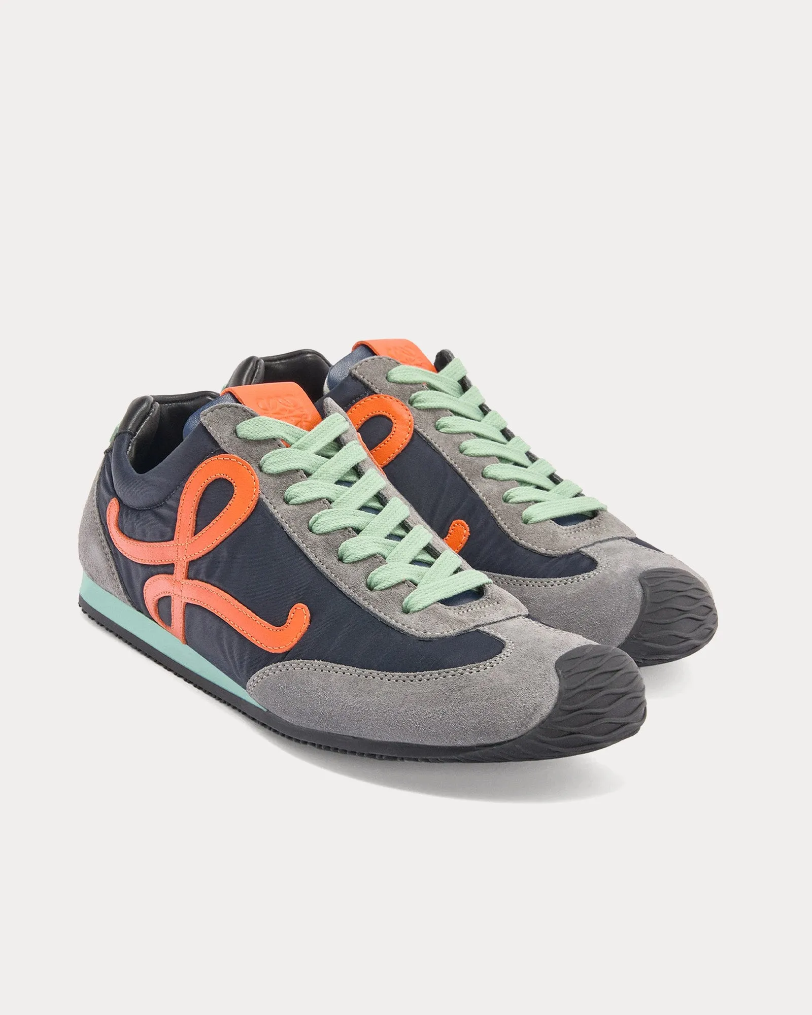 Ballet Runner 2.0 Nylon & Calfskin Navy / Orange / Turquoise Low Top Sneakers