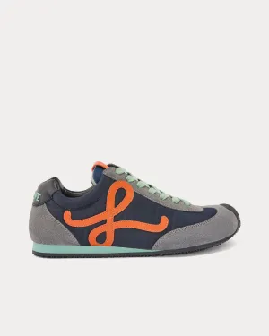 Ballet Runner 2.0 Nylon & Calfskin Navy / Orange / Turquoise Low Top Sneakers