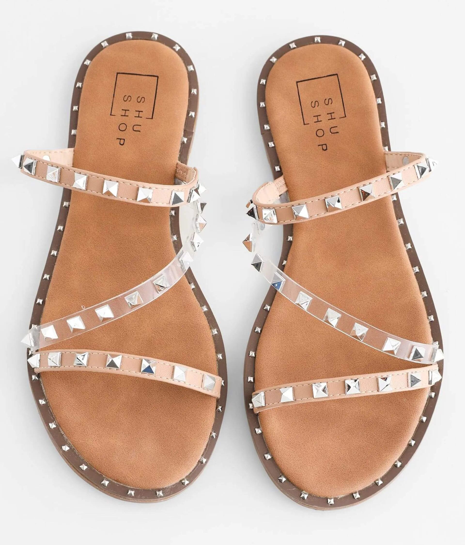 Belara Studded Slide Sandals-Nude