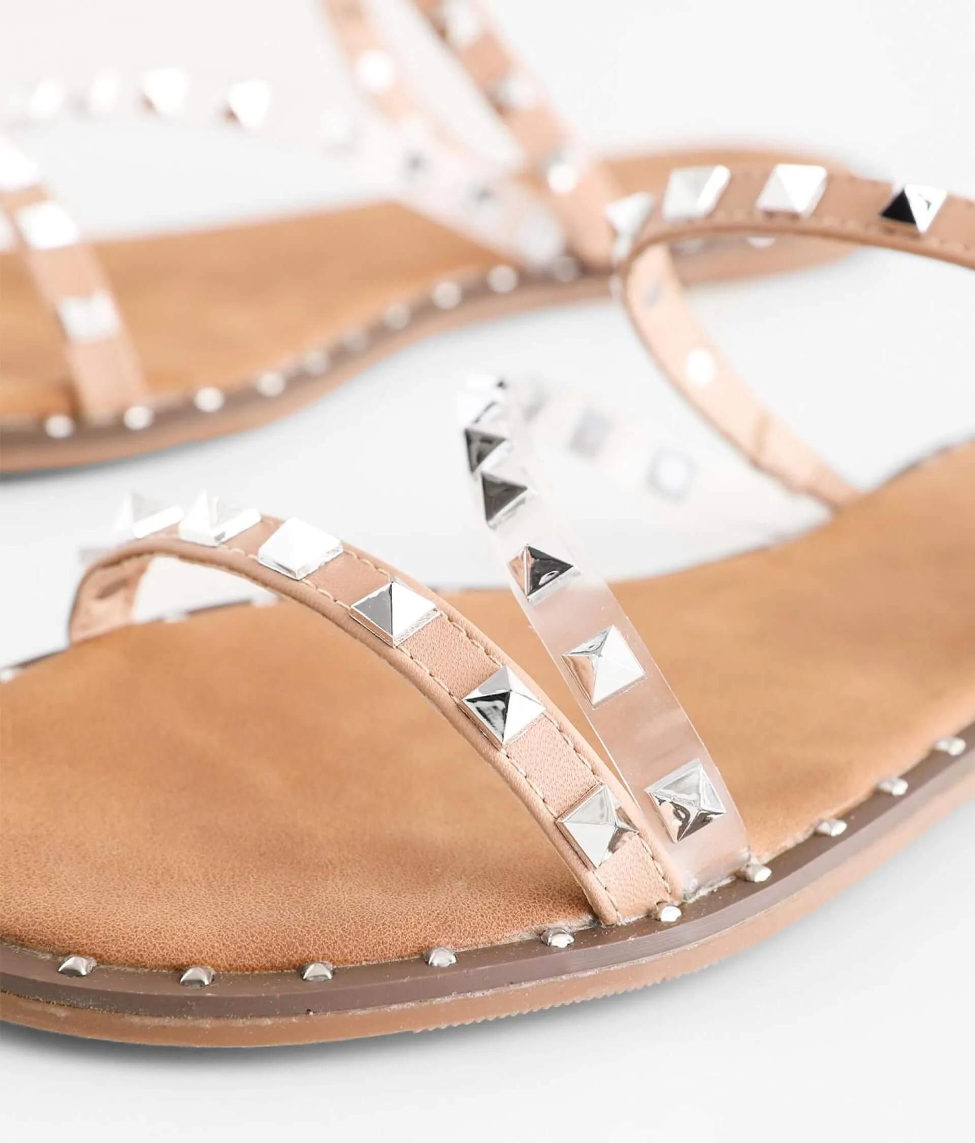 Belara Studded Slide Sandals-Nude