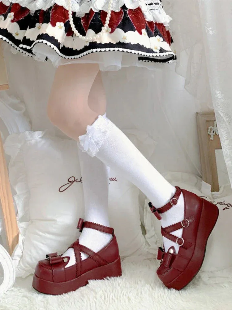 binfenxie  - Lolita Gothic Sandals Women Bow Japanese Style Cute Mary Janes Platform Shoes Buckle Design Round Toe Chic Casual Shoes 2022 New