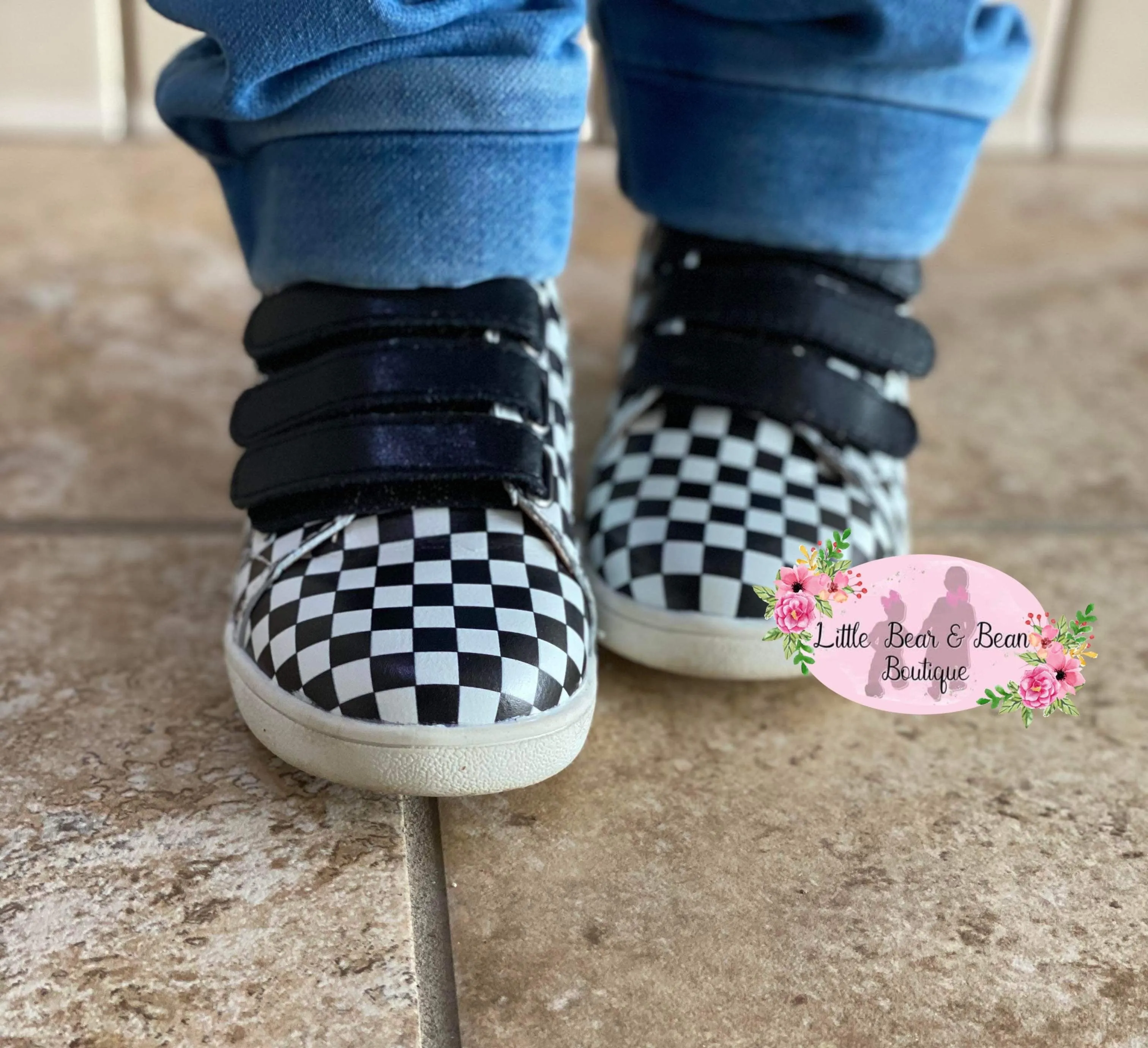 Black and White Checkered Tennis Shoes
