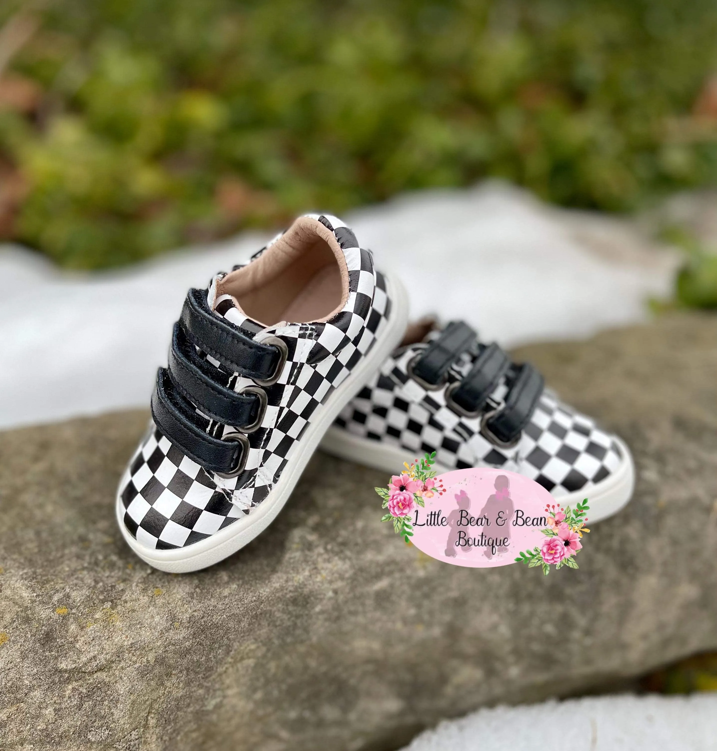 Black and White Checkered Tennis Shoes