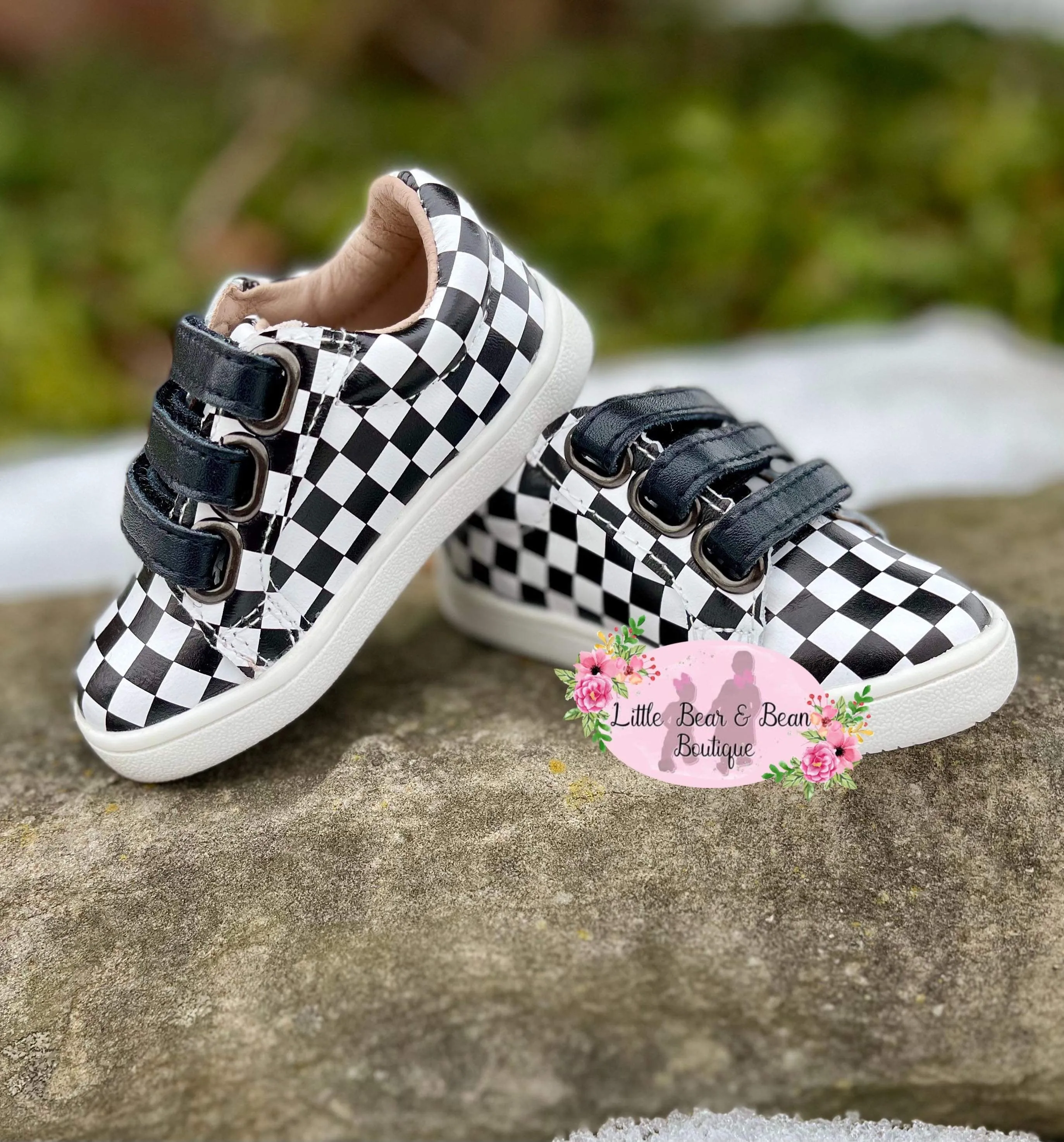 Black and White Checkered Tennis Shoes