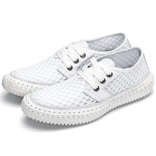 Breathable Mesh Lace Up Soft Sole Flat Casual Shoes For Women