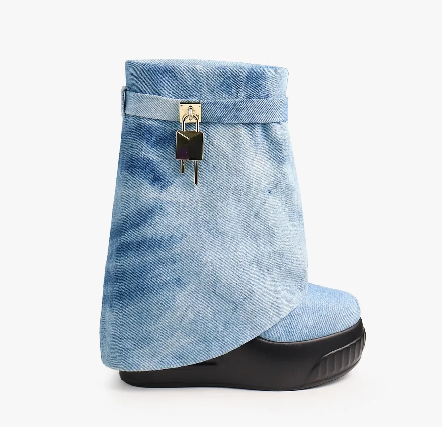 BROOK-1 DRAPEY BOOTIE SNEAKERS - DENIM