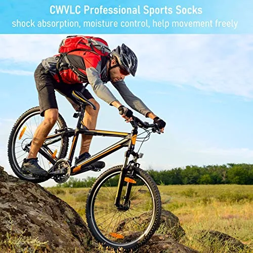 CWVLC Men's No-Show Running Socks 3-pairs Men Ankle Low Cut Compression Athletic Socks 16-23 mmhg Hiking Gym Arch-Support Anti-Blister Moisture-Wicking, Blue, XL (12-13 Men)