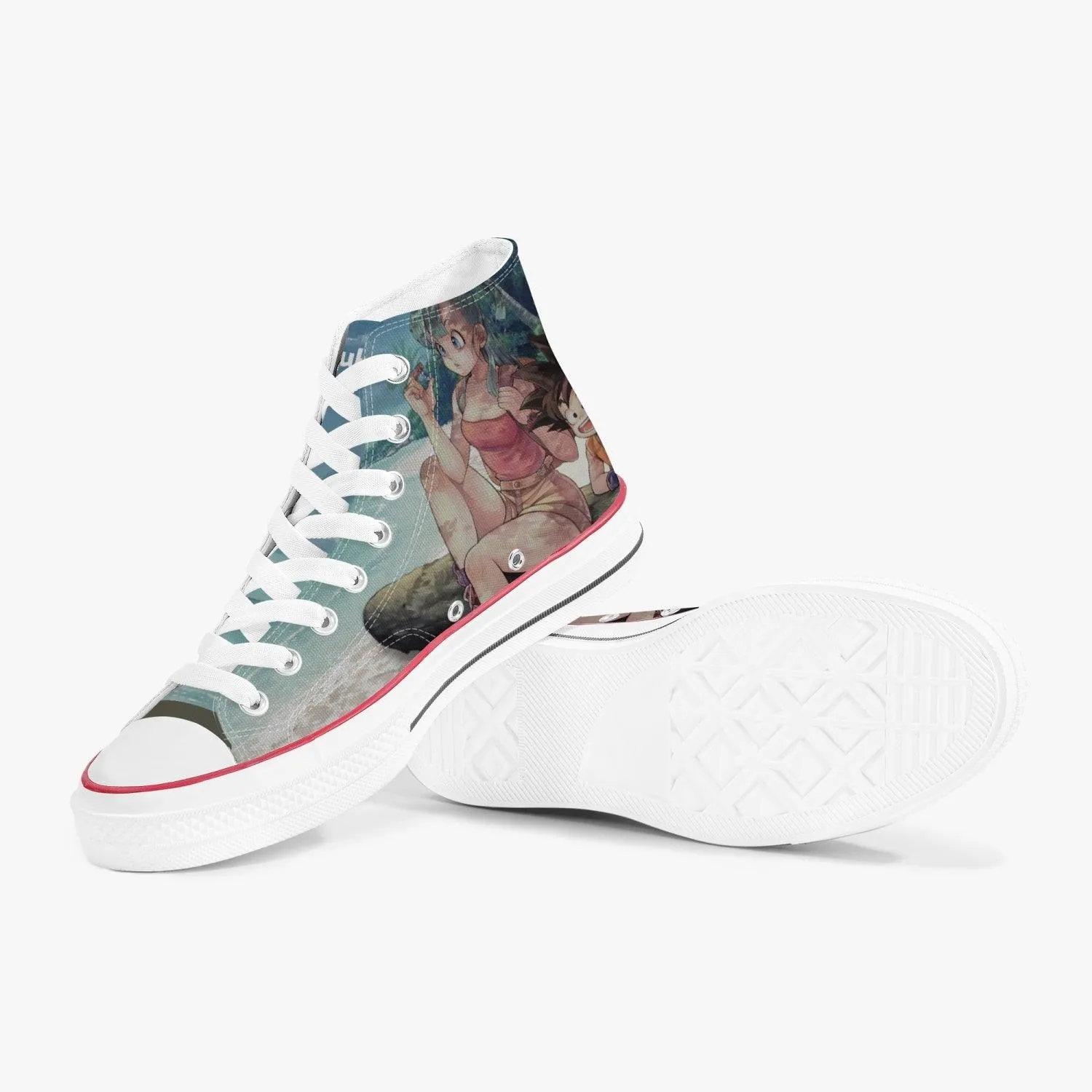 Dragonball Z Bulma and Goku A-Star High White Anime Shoes