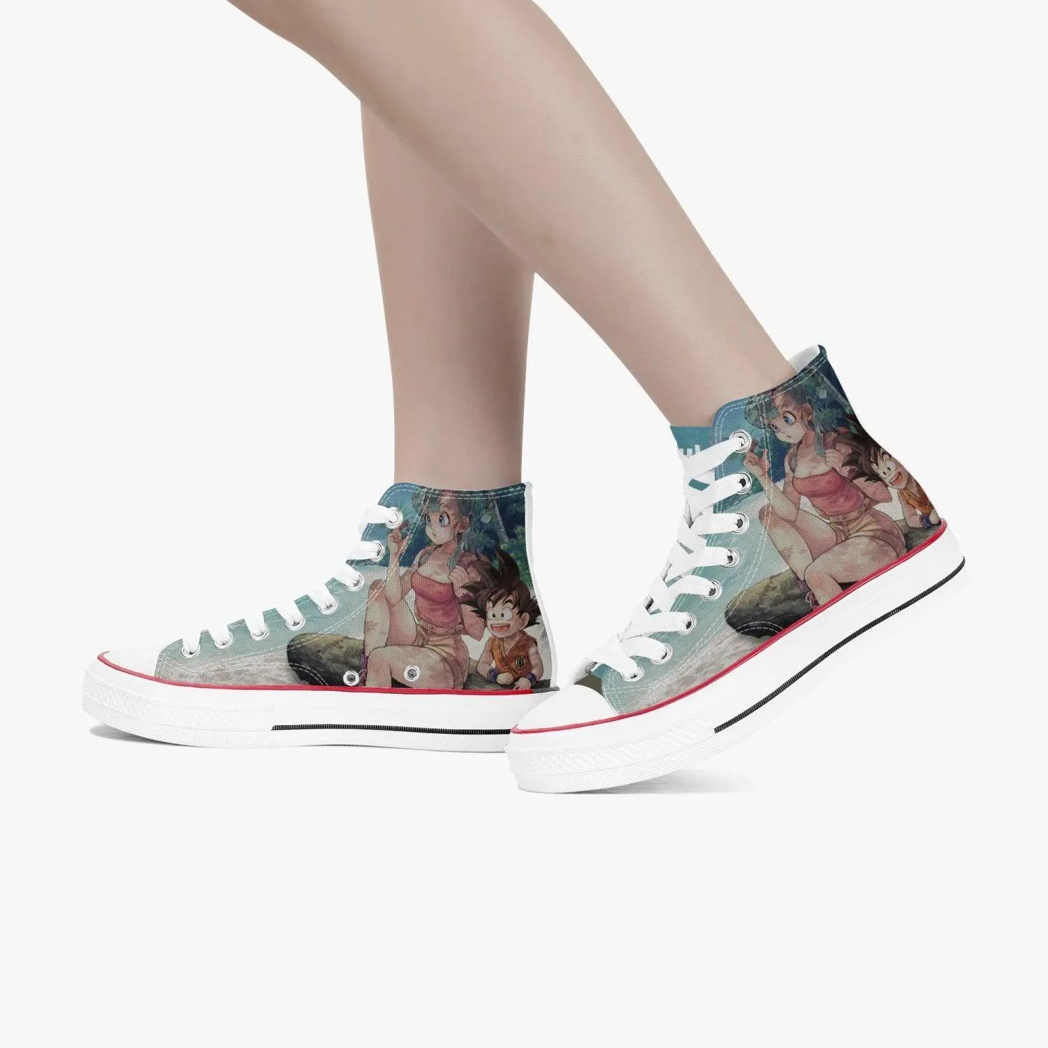 Dragonball Z Bulma and Goku A-Star High White Anime Shoes