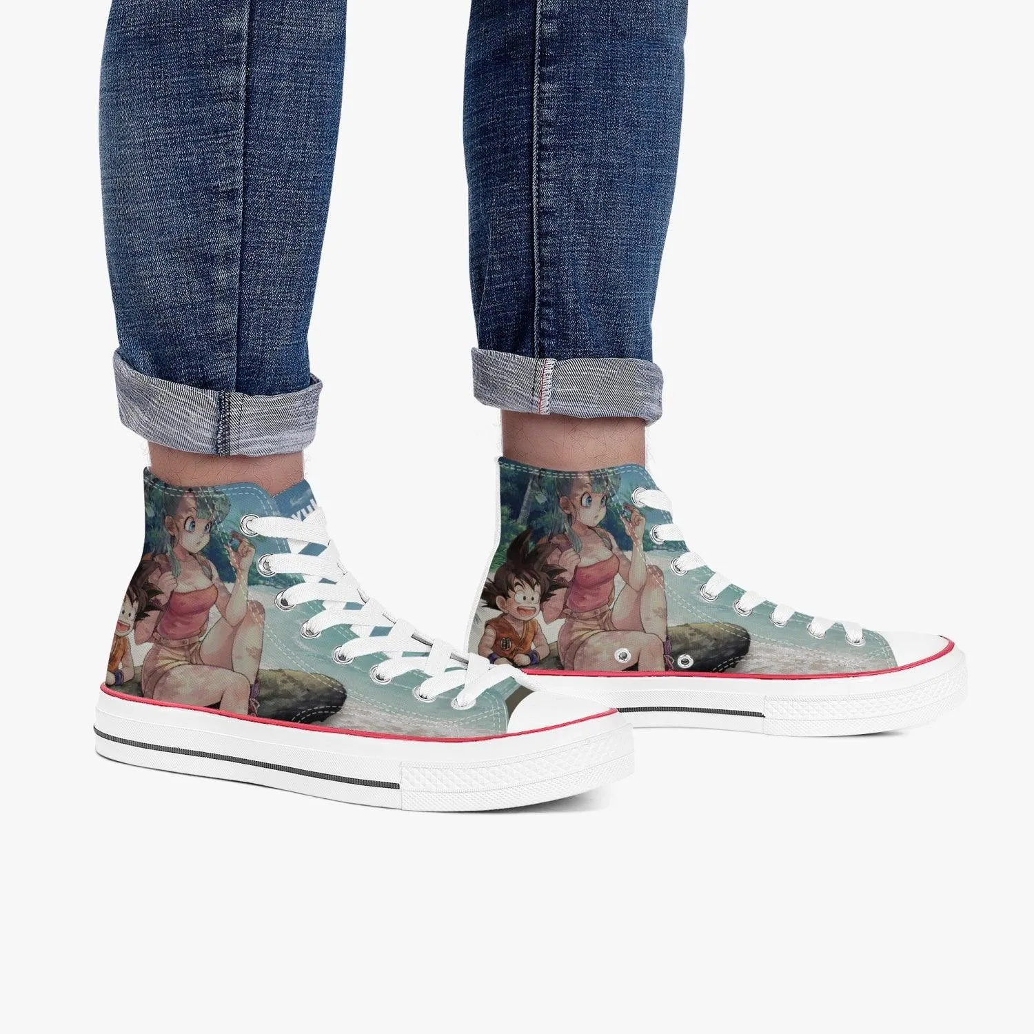 Dragonball Z Bulma and Goku A-Star High White Anime Shoes
