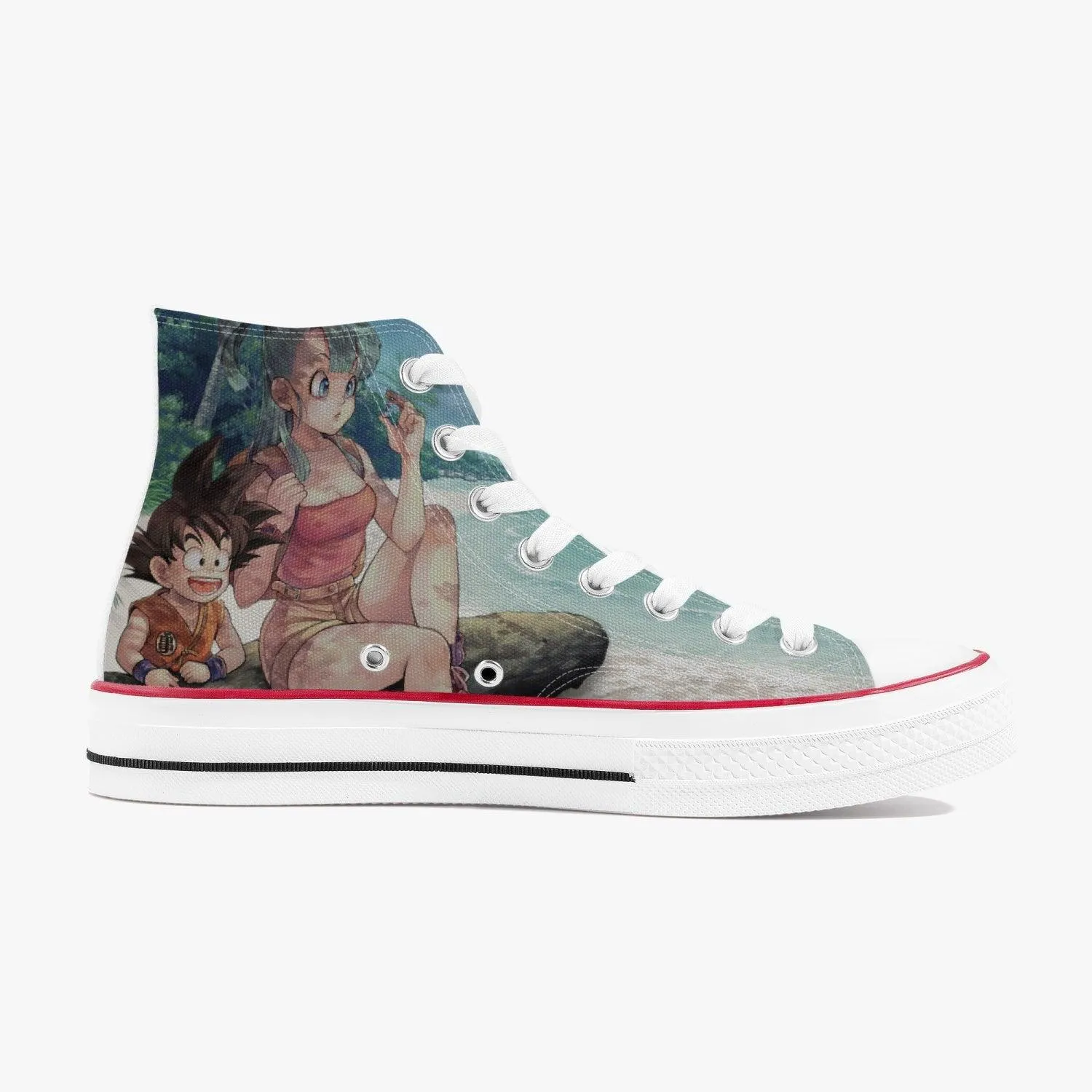 Dragonball Z Bulma and Goku A-Star High White Anime Shoes