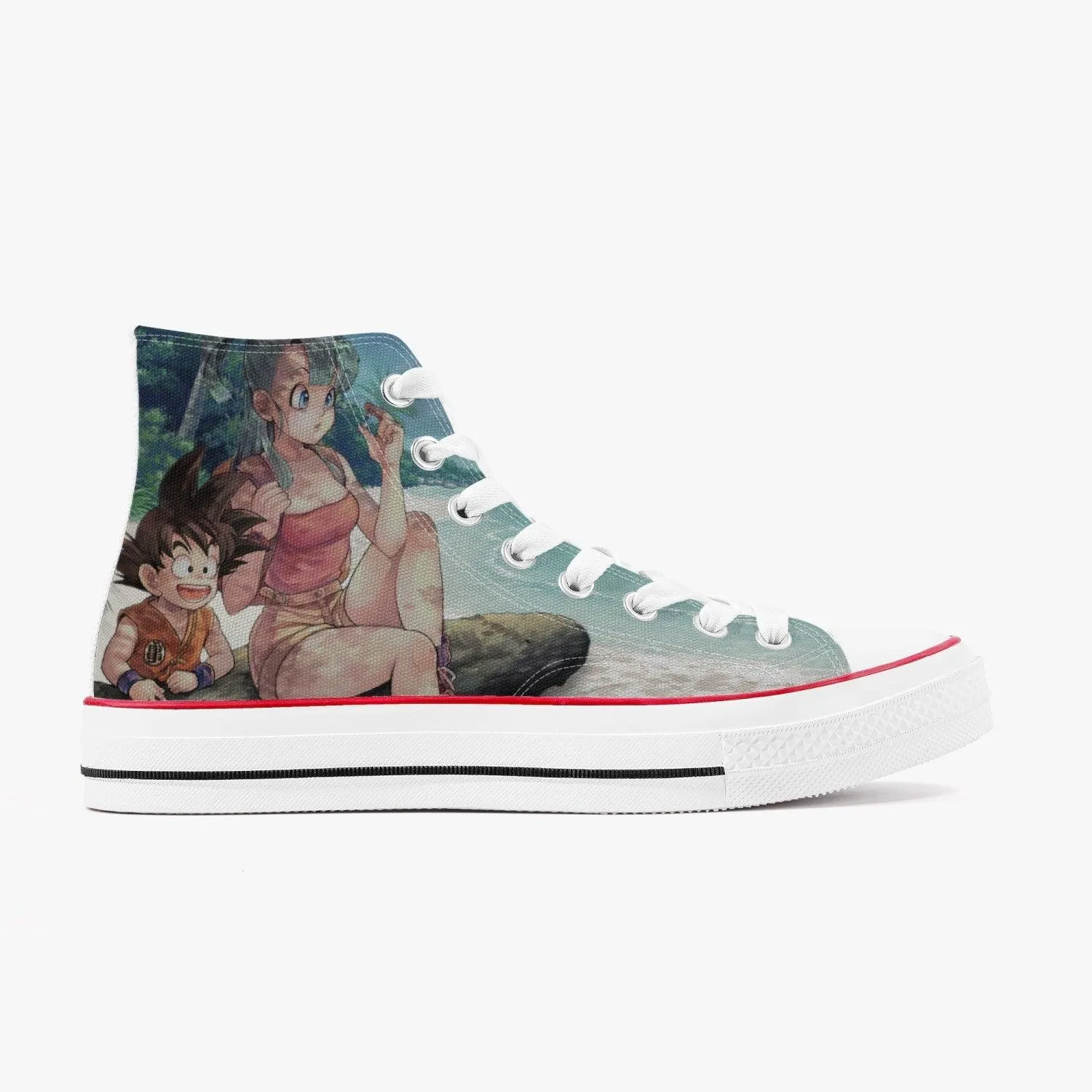 Dragonball Z Bulma and Goku A-Star High White Anime Shoes