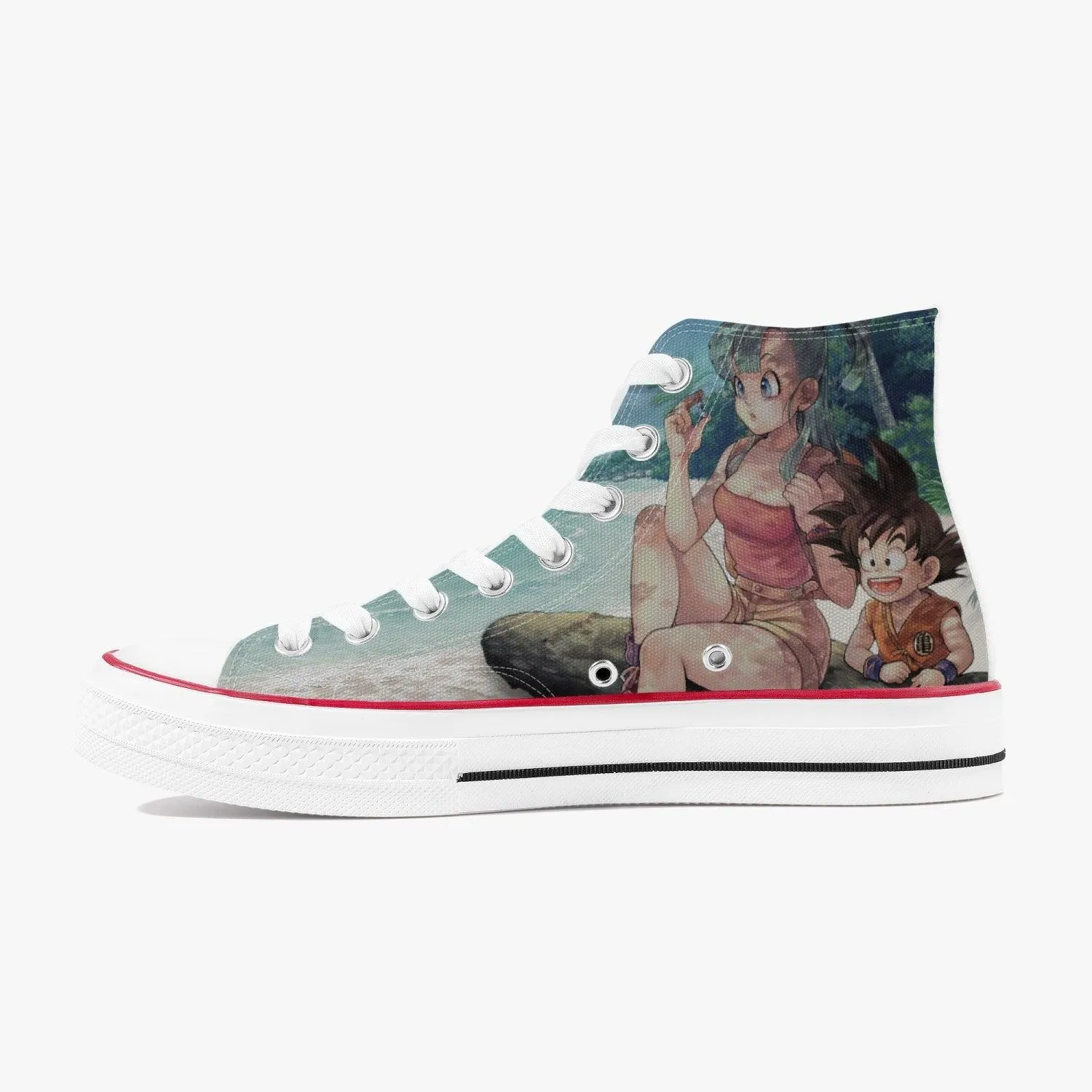 Dragonball Z Bulma and Goku A-Star High White Anime Shoes