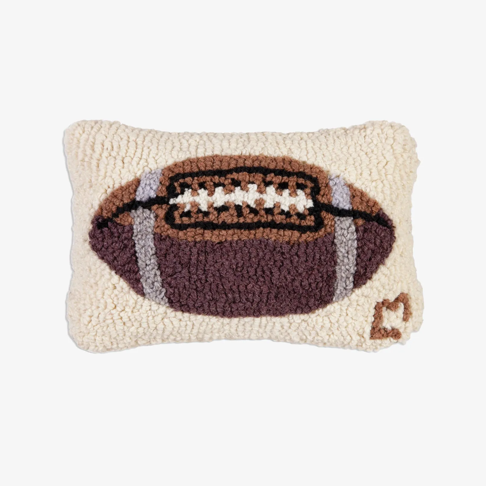 Football Hand Hooked Pillow