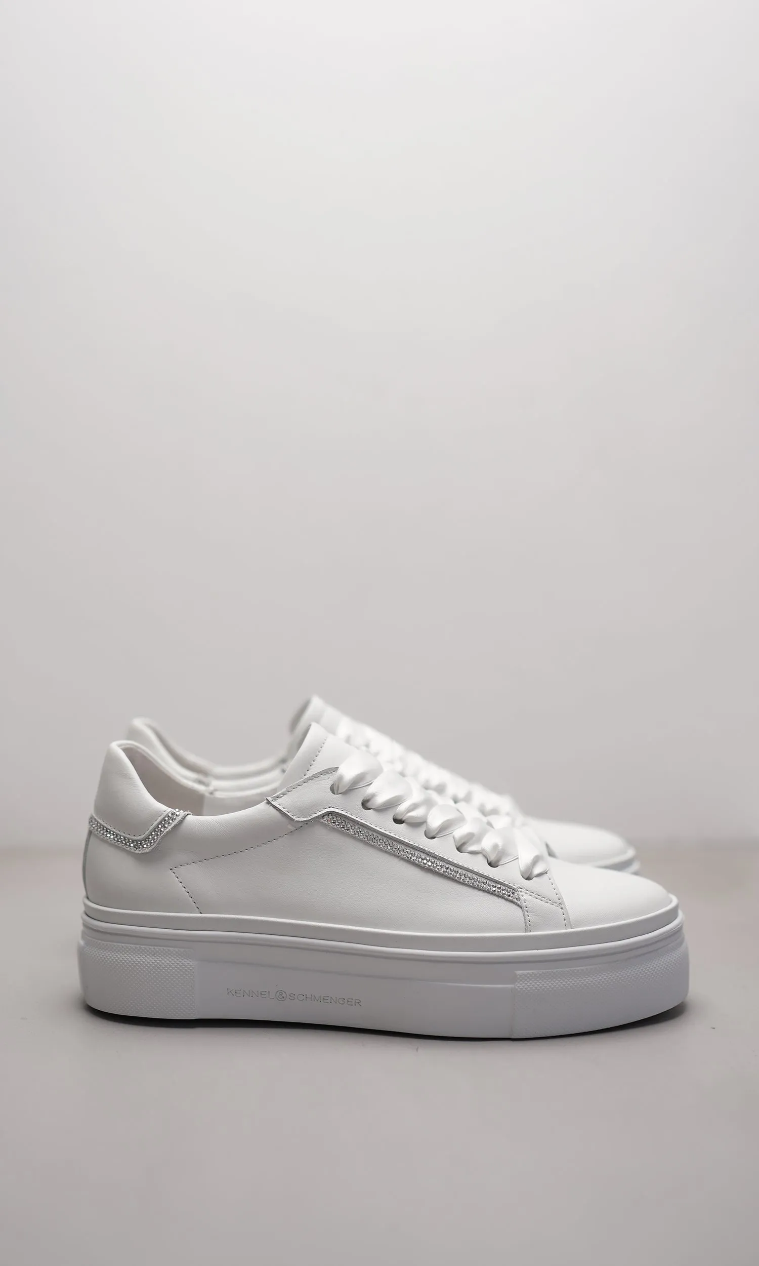 Kennel & Schmenger Women's FIX White Trainers With Silver Rhinestone Detail 51-20800-427