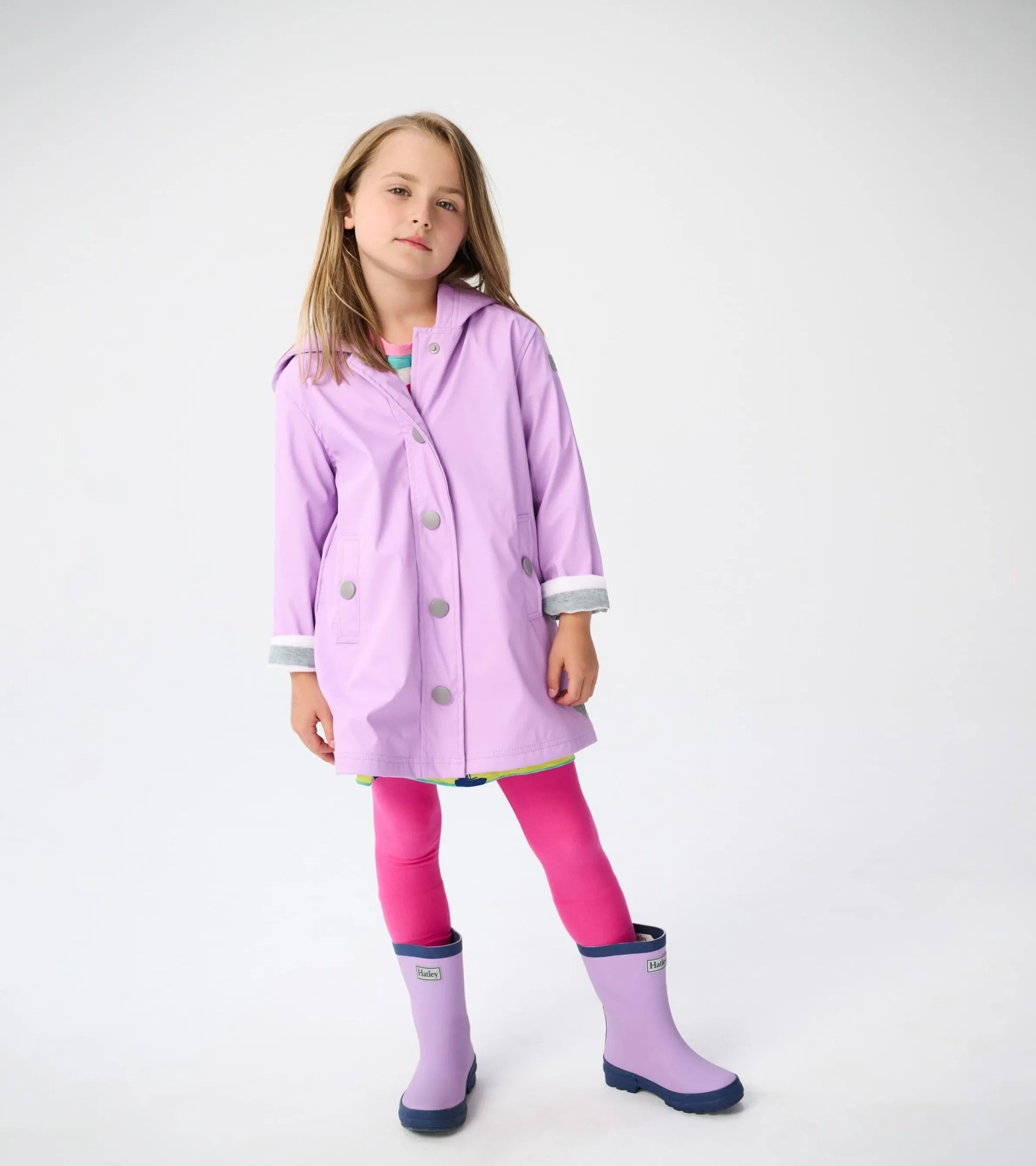 Kids Lilac And Navy Matte Wellies