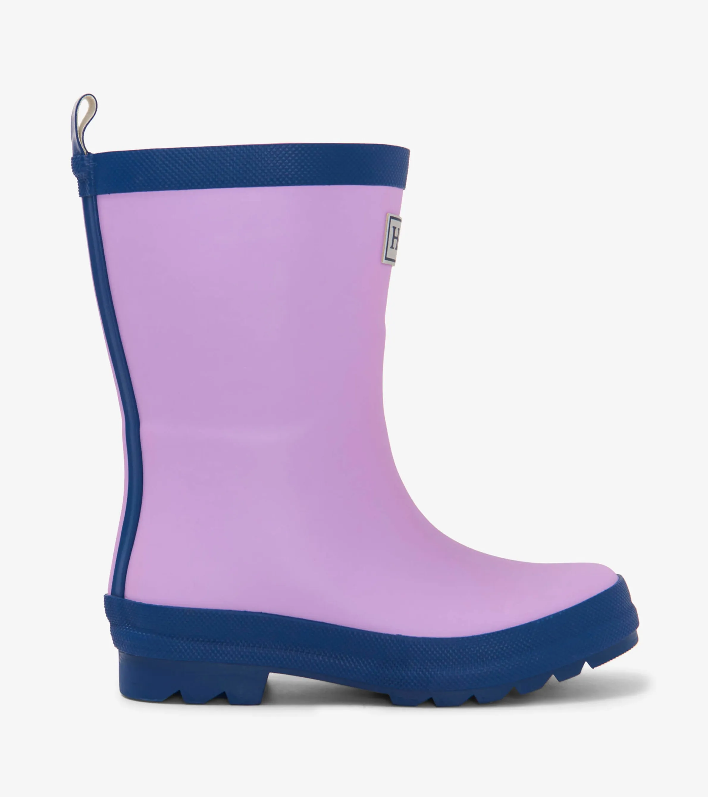 Kids Lilac And Navy Matte Wellies