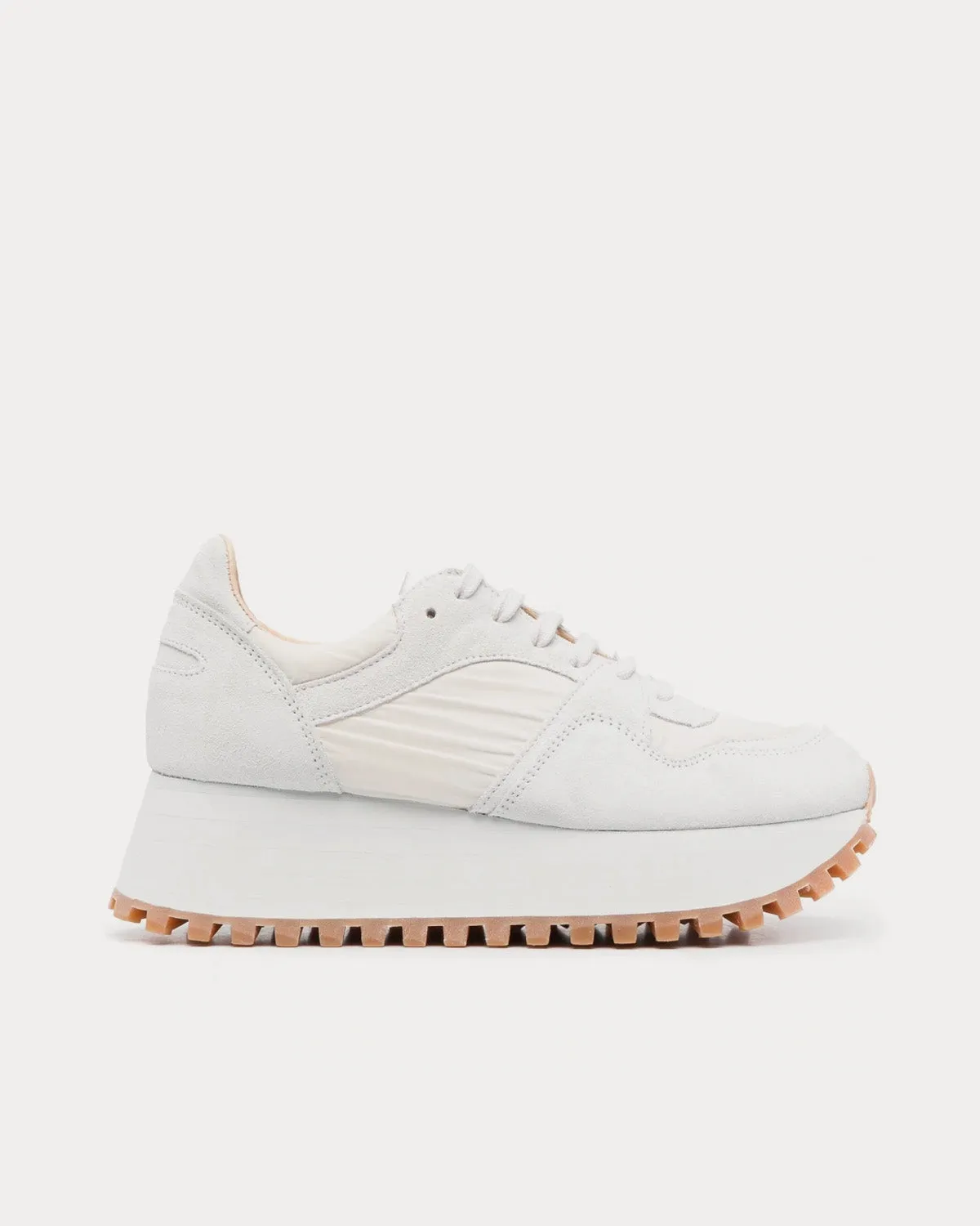 Marathon Suede Platform White Low Top Sneakers