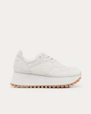 Marathon Suede Platform White Low Top Sneakers