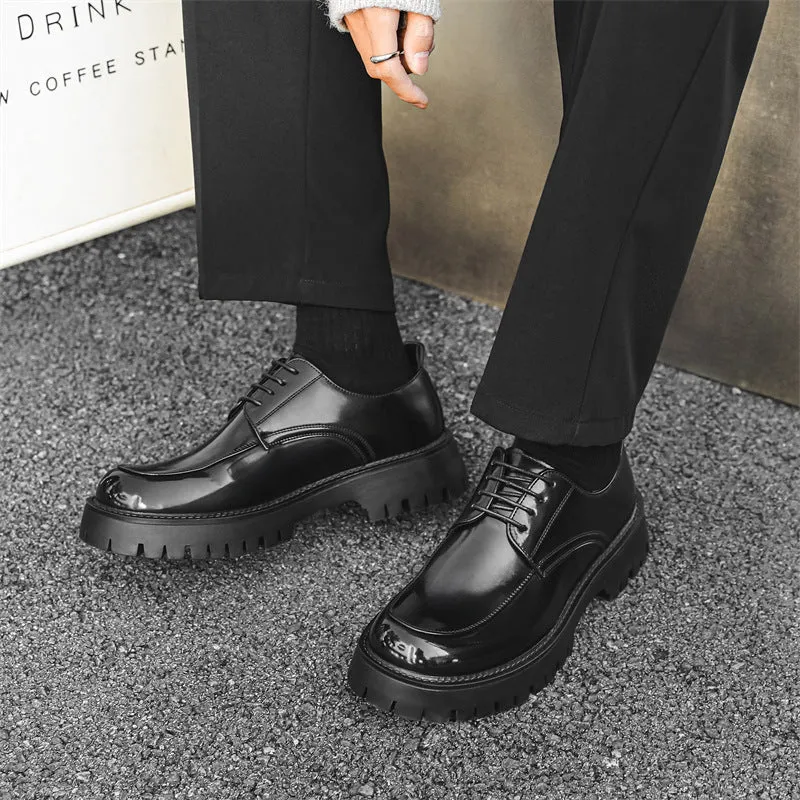Men's Thick-soled Casual Leather Shoes - GlamzLife