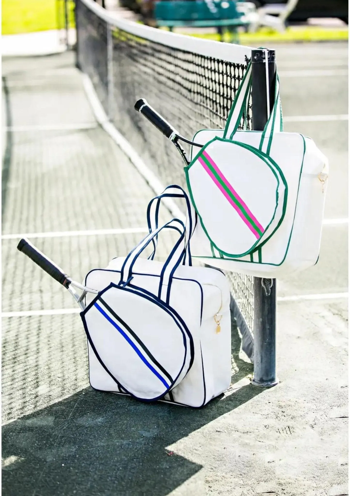 Milly Kate Tennis Bag | Pink Green Stripe