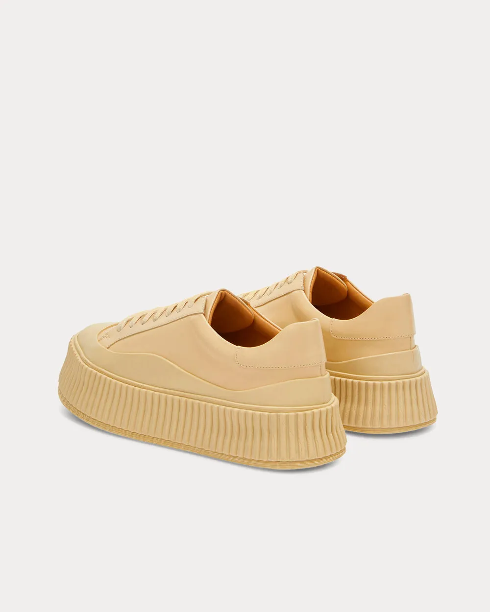Platform Sole Beige Low Top Sneakers