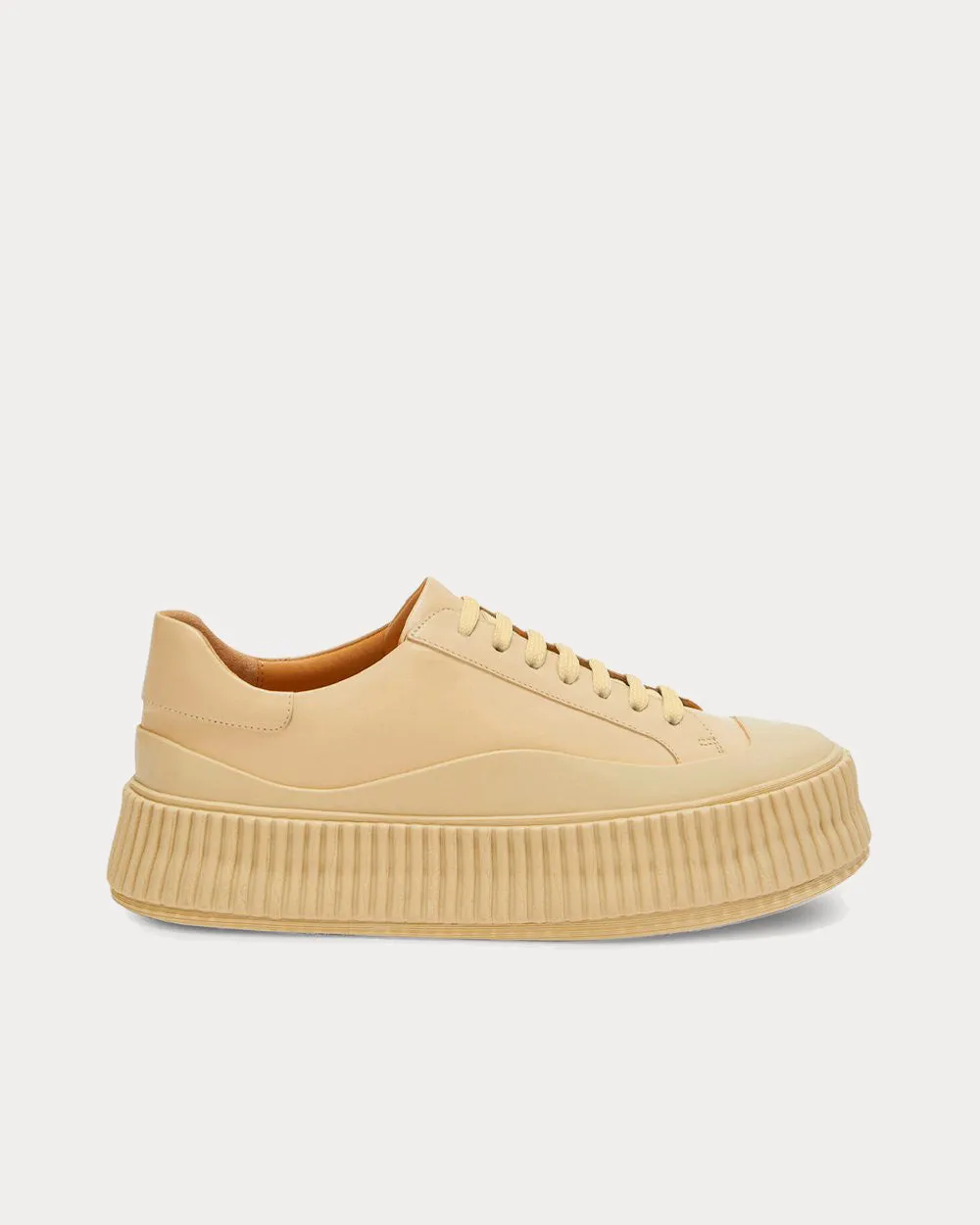 Platform Sole Beige Low Top Sneakers