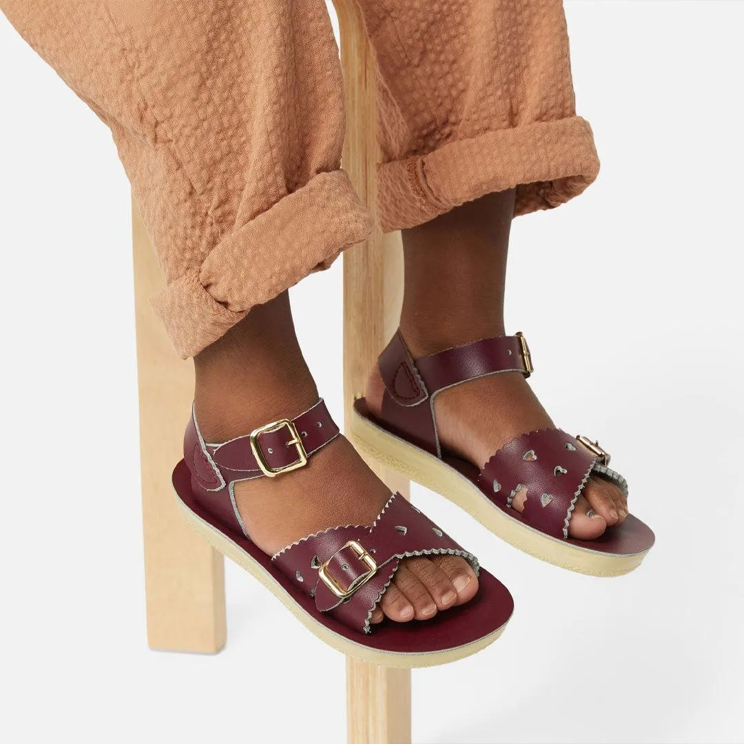 Salt-Water Sun-San Kids Sandals - Sweetheart - Claret