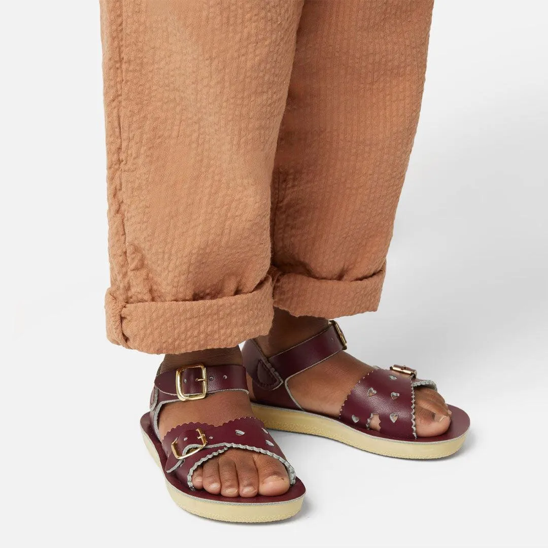 Salt-Water Sun-San Kids Sandals - Sweetheart - Claret