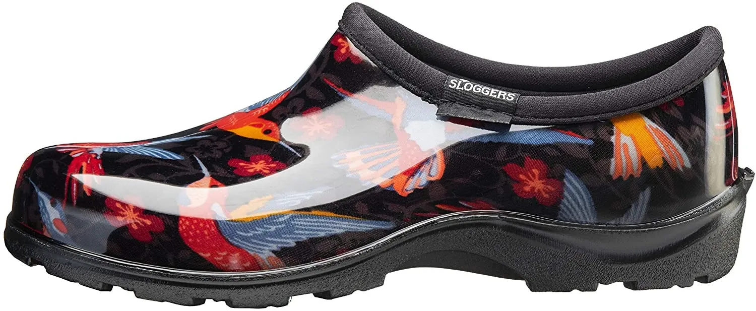 Sloggers Women's Waterproof Rain Garden Shoe Comfort Insole, Hummingbirds Red, Size 9, Style 5117HUMRD09