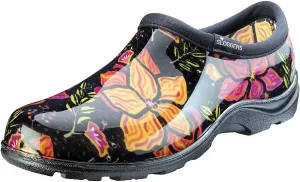 Sloggers Women's Waterproof Rain Garden Shoe Comfort Insole, Spring Surprise Black, Size 7, Style 5118SSBK07