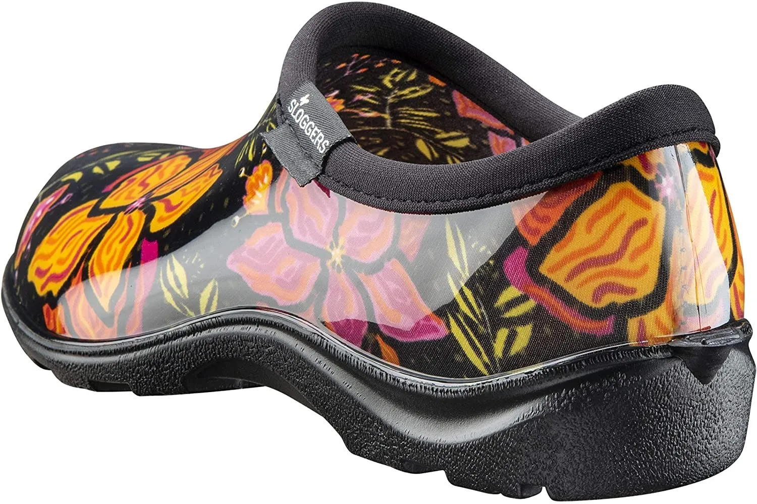 Sloggers Women's Waterproof Rain Garden Shoe Comfort Insole, Spring Surprise Black, Size 7, Style 5118SSBK07