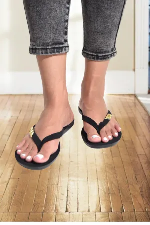 Studded Black Thong Sandal