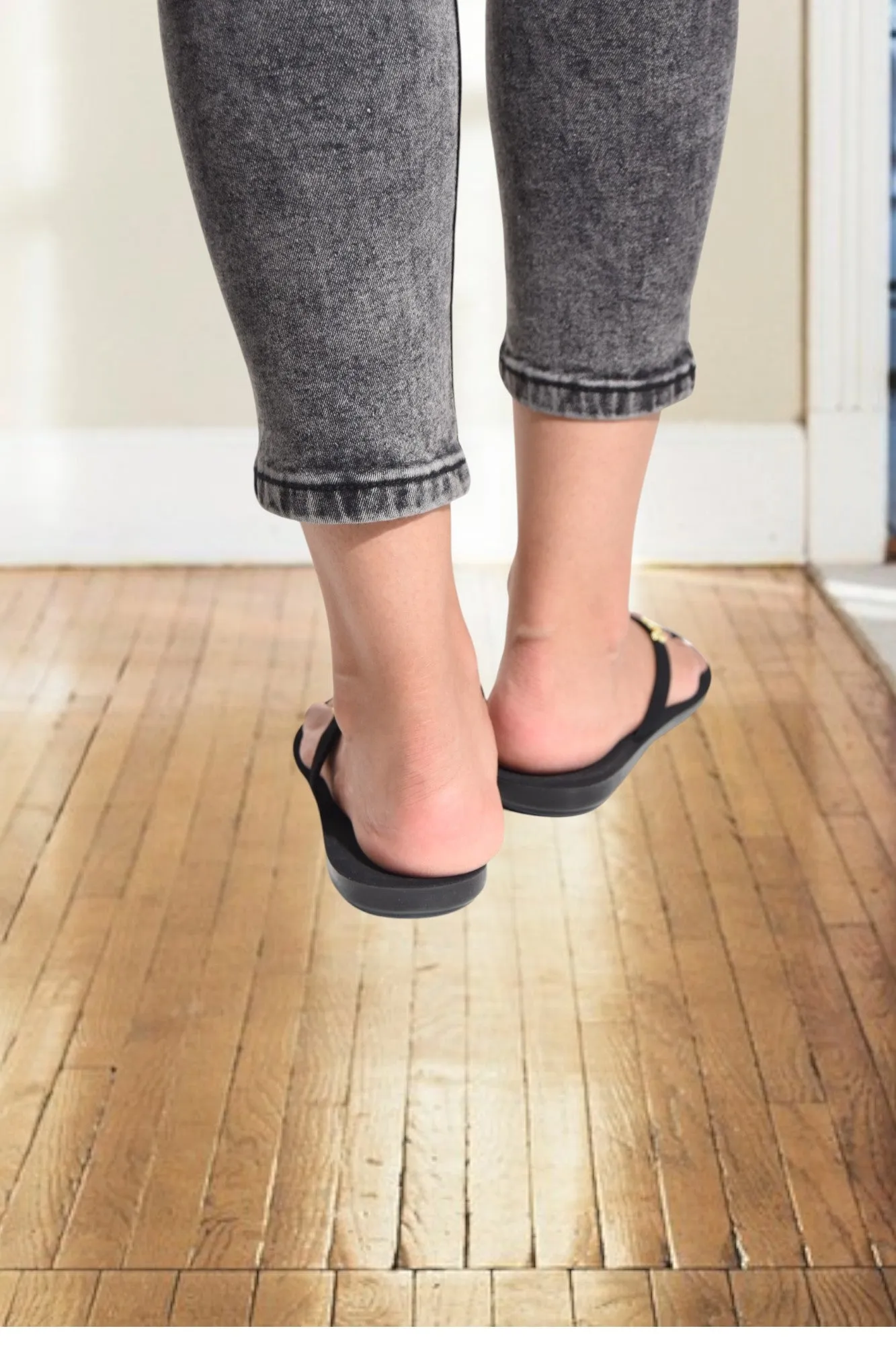 Studded Black Thong Sandal