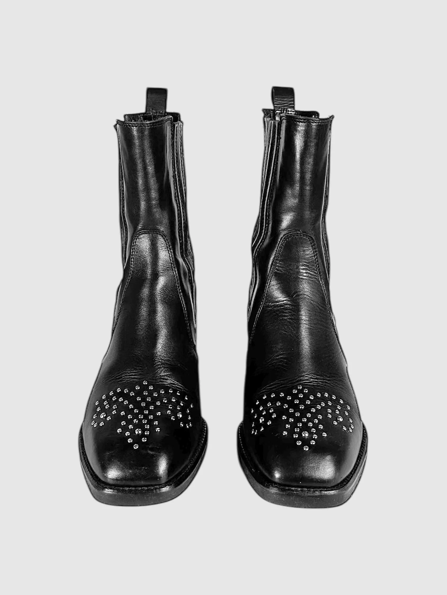 Studded Heeled Ankle Boots - Size 38