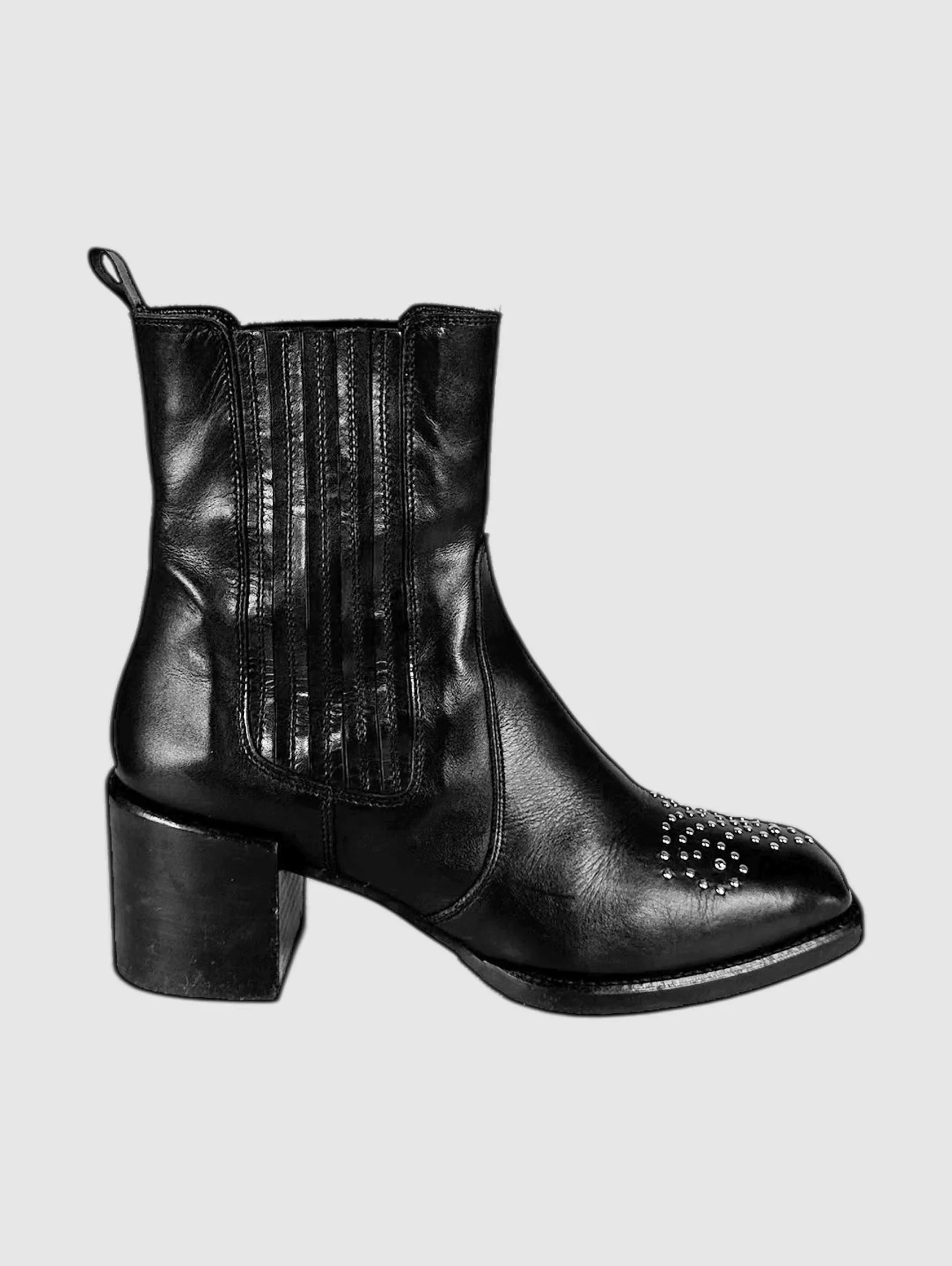 Studded Heeled Ankle Boots - Size 38