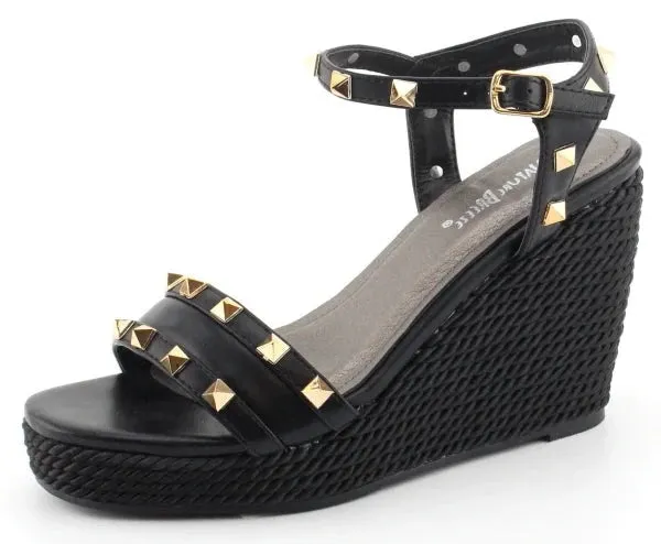 Studded Open Toe Espadrille Wedge