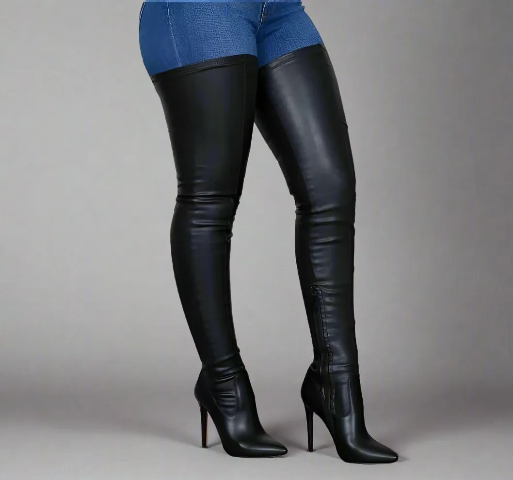 Thigh High High Heel Boots - Super Stretch