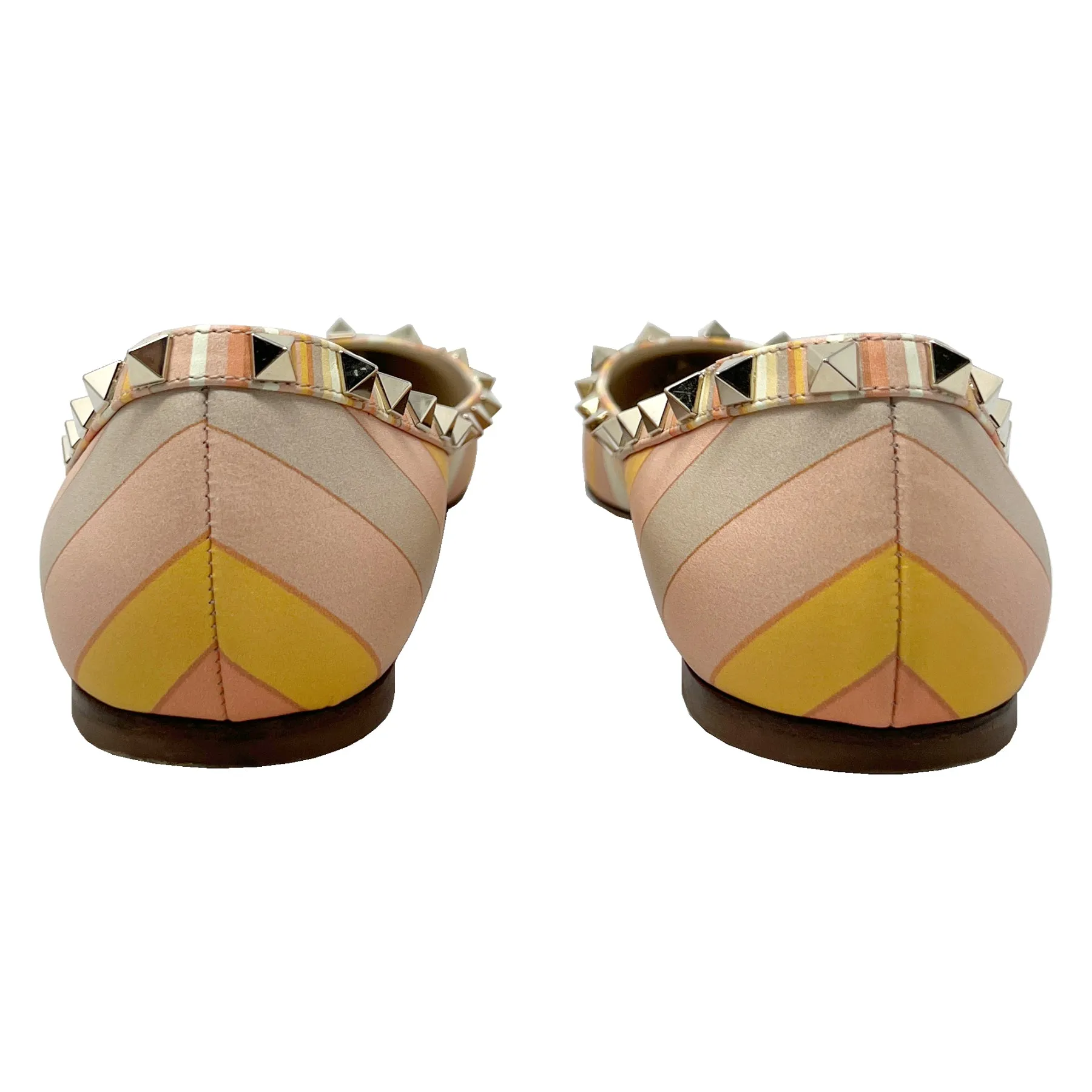 Valentino Rockstud Navajo Striped Leather Studded Multicolor Pointed Toe Flats Size EU 40.5