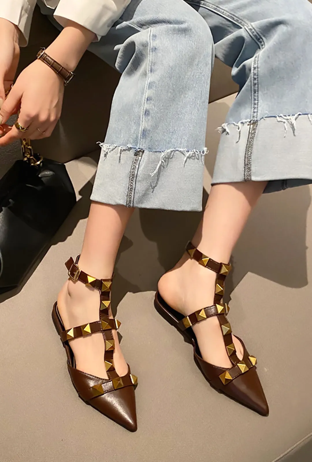 VANGIE - STUDROCK SANDALE FLATS