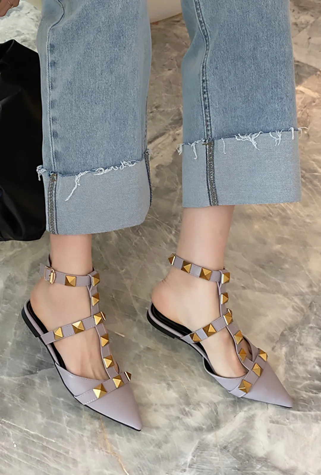 VANGIE - STUDROCK SANDALE FLATS