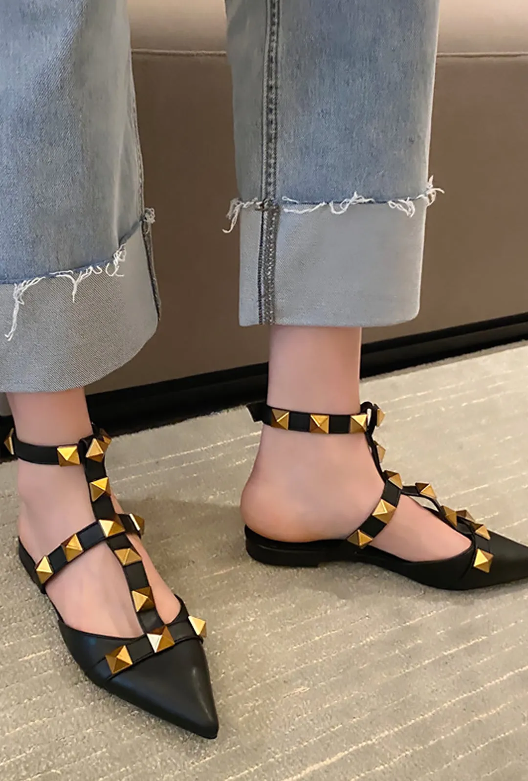 VANGIE - STUDROCK SANDALE FLATS