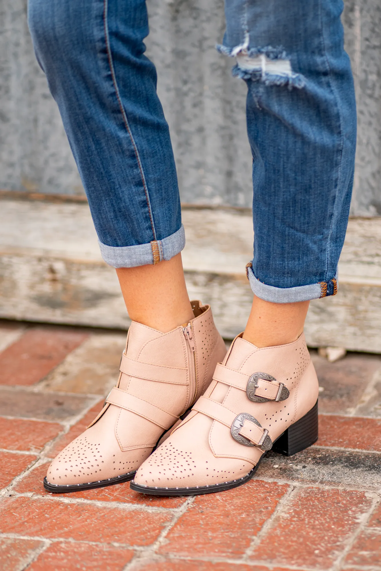 Wasco Double Buckle Studded Western Bootie